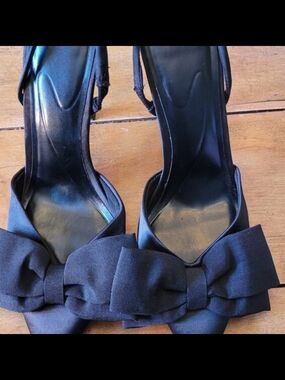 🥳2/$35🥳 Zara Black Bow Accent Women's Slingback Heels